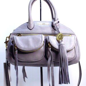 Amiee Kestenberg, Gray, Satchel, Top Handle with Crossbody Strap. Gold Hardware